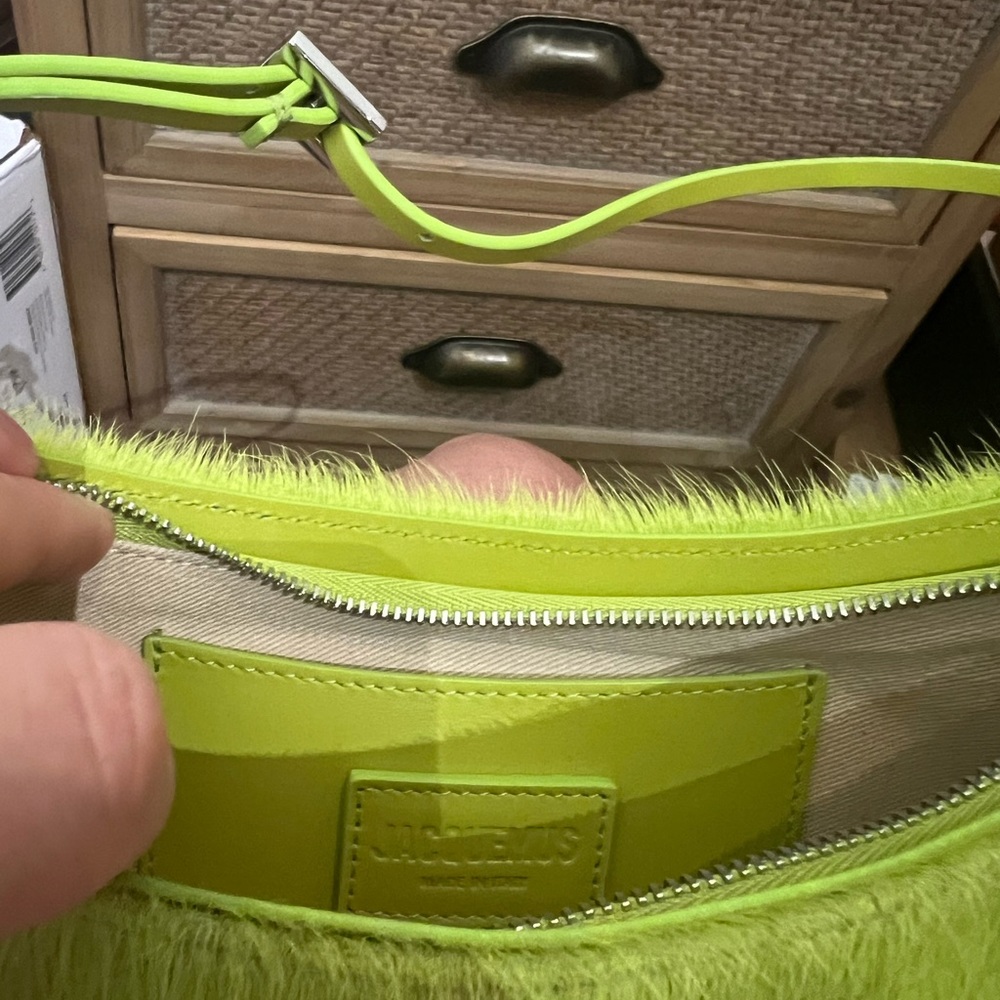 JACQUEMUS LE RAPHIA Pony-hair shoulder bag green NWT dust bag - Picture 6 of 8
